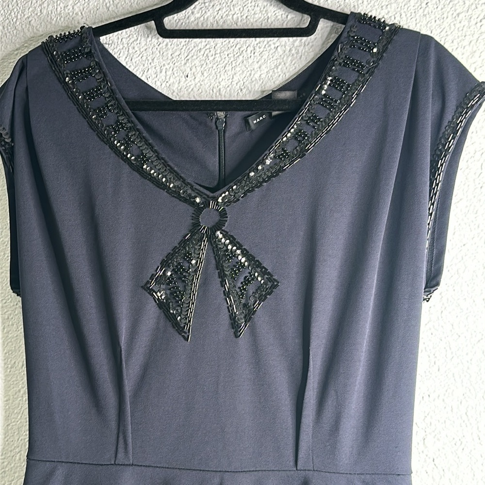 Marc by Marc Jacobs call the boat sequins navy   Sailor peplum midi dress siz M - Picture 6 of 10